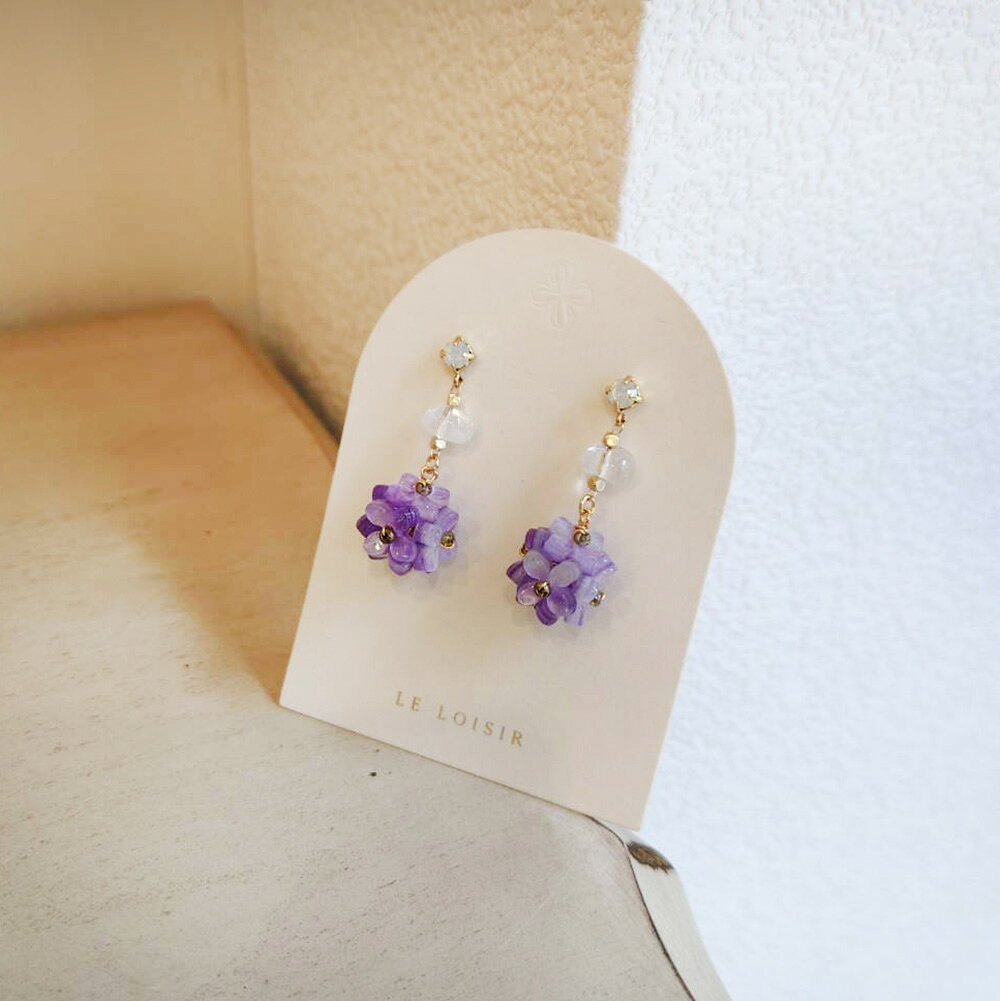 小時光x覓品竹北手作店-繡球花白水晶耳環 3