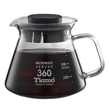 金時代書香咖啡 Tiamo 耐熱玻璃咖啡花茶壺 360cc 透過SGS檢測合格 HG2296BK
