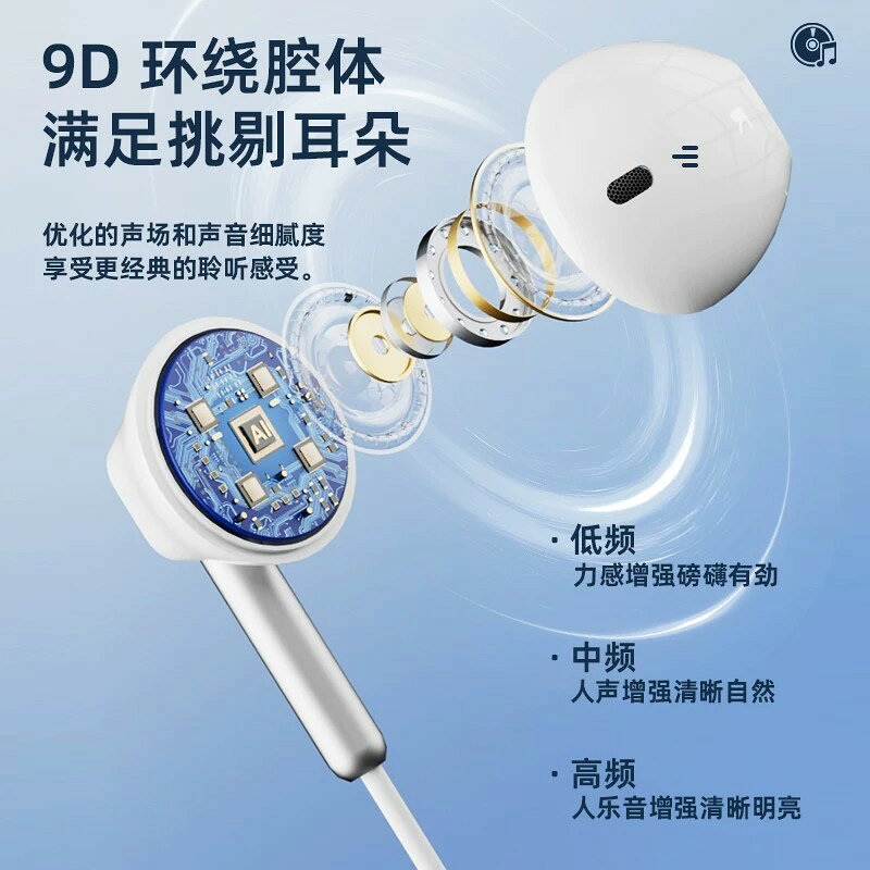 聯想生態品牌異能者有線耳機半入耳式音樂高音質手機電腦通用*