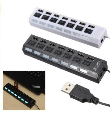 usb分線器帶開關一拖四七擴展器臺式電腦筆記本擴充套件拖七HUB集線器
