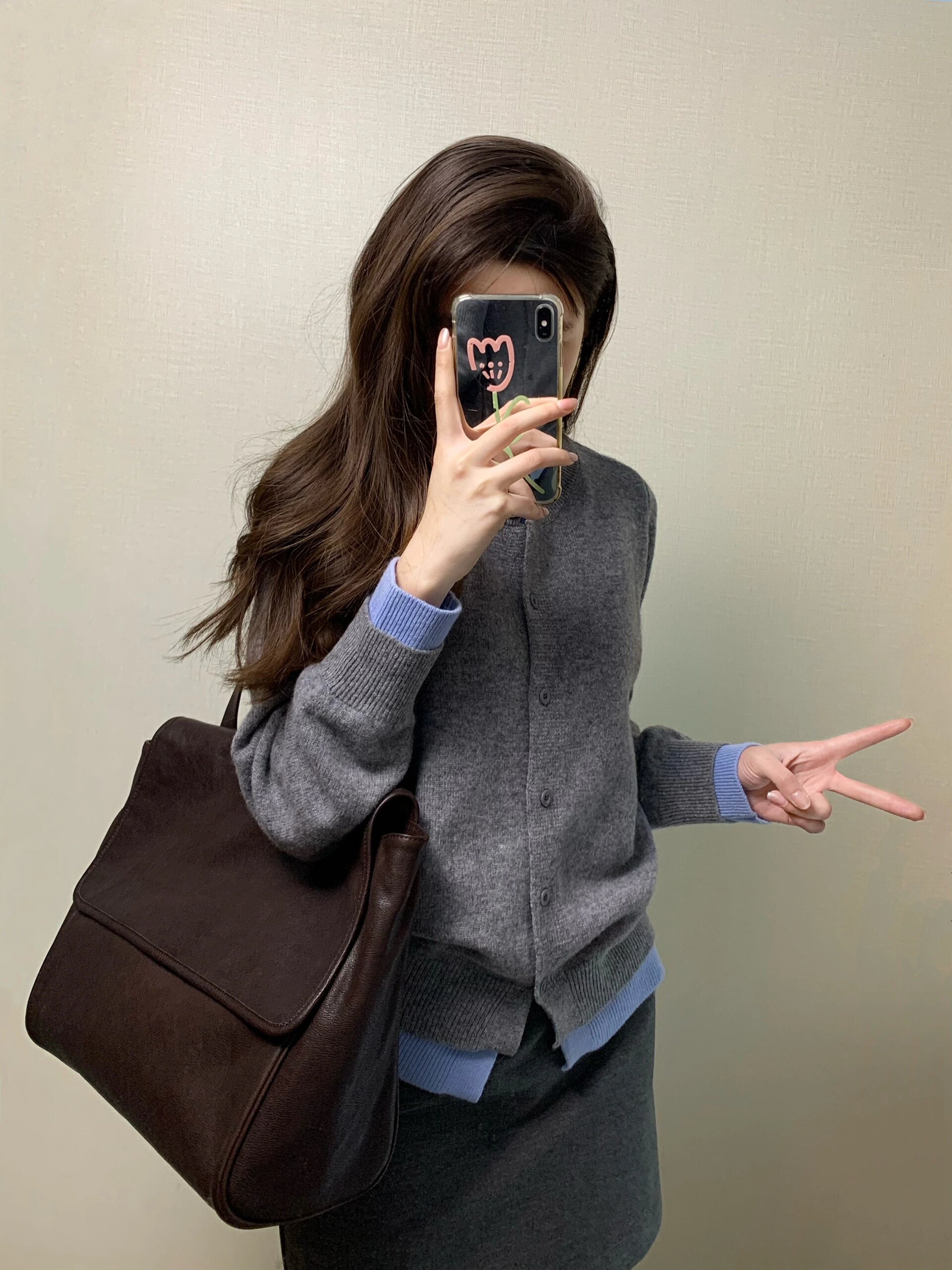韓版hiphop灰色軟糯針織衫女春秋高階感氣質休閑百搭紐扣開衫外套【雲木雜貨】