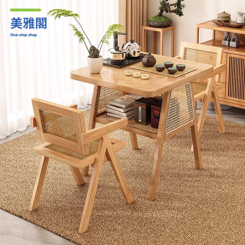 實木桌 茶桌椅 茶幾 洽談桌 休閒桌 陽臺茶桌椅組合休閑藤椅三件套小戶型家用茶幾一桌兩椅洽談桌 八折減免 特價出 可開發票