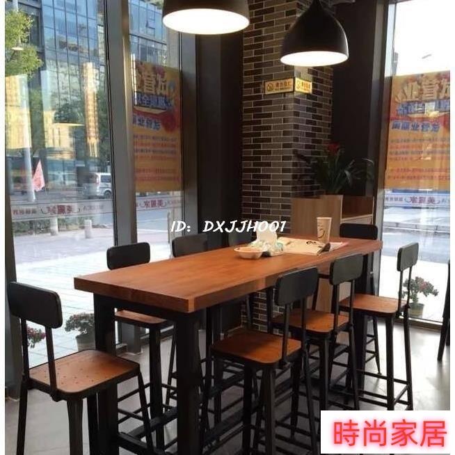 吧檯桌 酒吧檯 高腳桌 餐桌 實木餐桌北歐實木工業風懷舊吧臺桌長條長方形商店奶茶店成品吧臺桌椅組合長條桌鐵藝高腳凳酒吧臺特惠/開立發票S1007