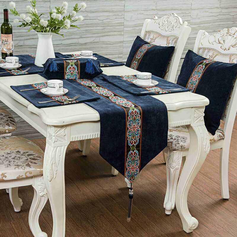 桌旗歐式輕奢家用新中式北歐現代簡約美式棉麻餐桌玄關電視柜蓋布