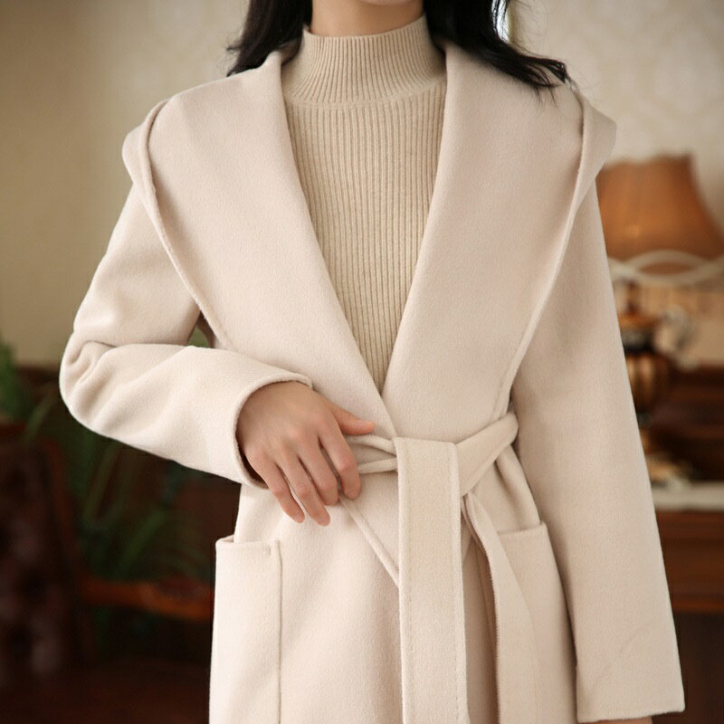 【巴黎精品】羊毛大衣毛呢外套-造型寬肩連帽女外套4色a1il77