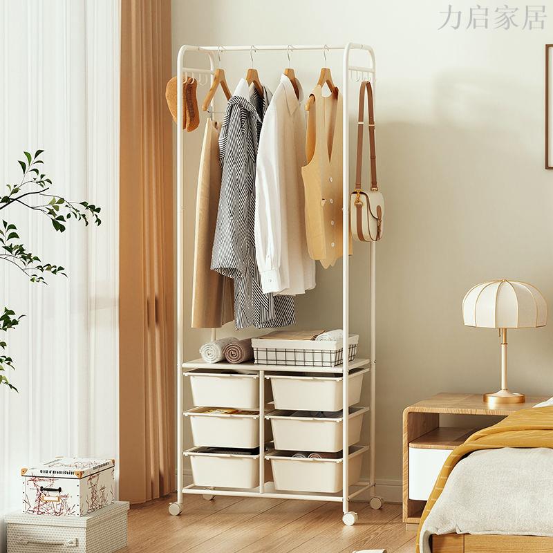 衣帽架臥室掛衣架衣服分類收納架可移動進門落地立式掛衣架帶抽屜