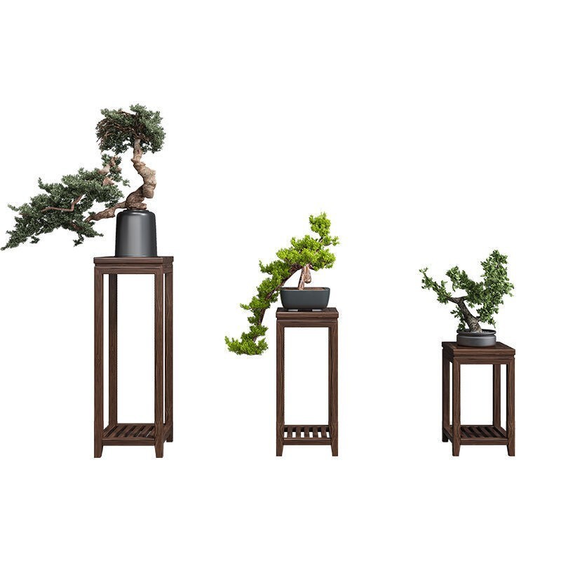 老榆木全實木新中式高檔多規格花架客廳陽臺落地式植物擺放置物架