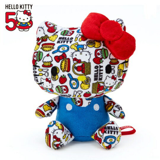 【震撼精品百貨】Hello Kitty 凱蒂貓~日本SANRIO三麗鷗 KITTY50週年絨毛娃娃-藍衣*58067