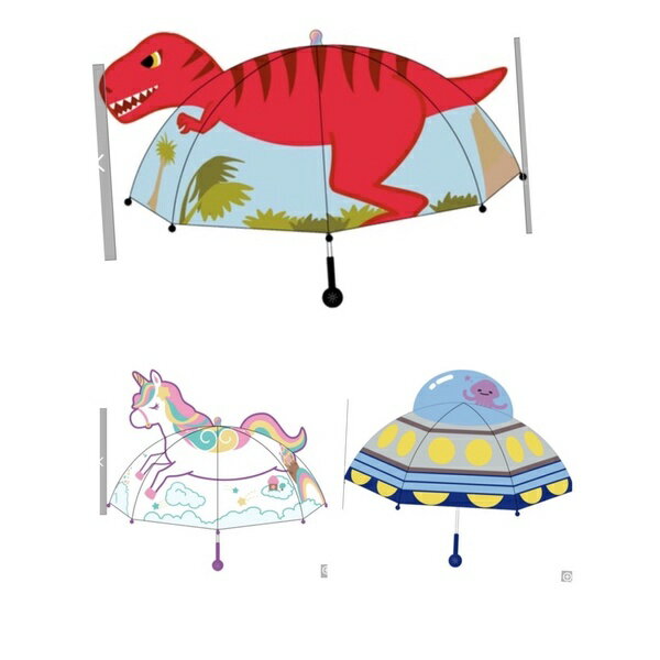 【日本進口】兒童立體造型聲光雨傘 恐龍 獨角獸 警車
