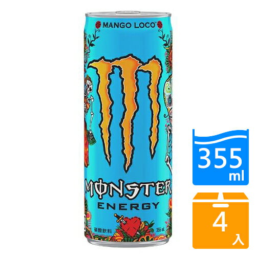 Monster魔爪芒果狂歡能量碳酸飲料355ML x4入【愛買】