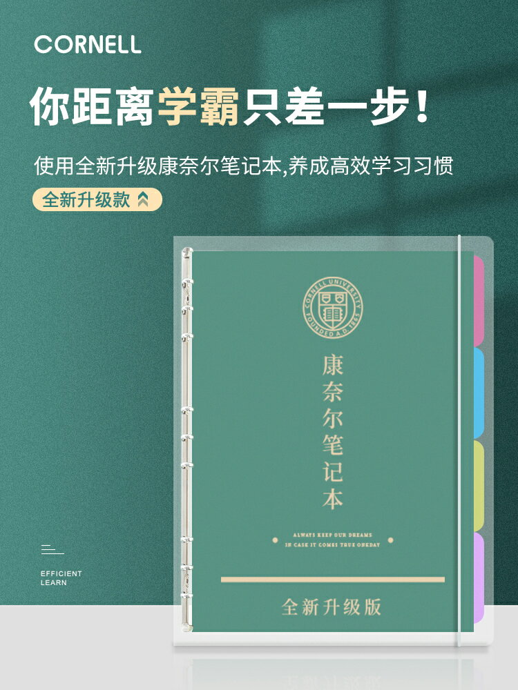 康奈爾活頁本5r記憶法筆記本子思維導圖本子法考考研高效b5活頁本扣環英語活頁紙九孔可拆卸學習筆記本替芯