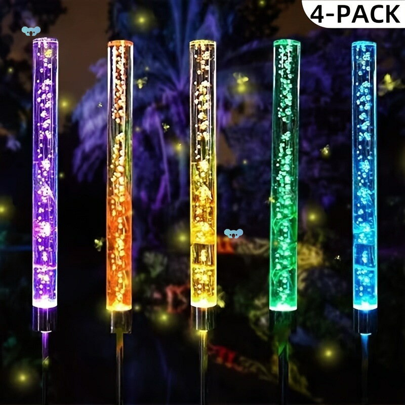 4PCS Solar Bubble Garden Stake Lights, Colorful Gradient