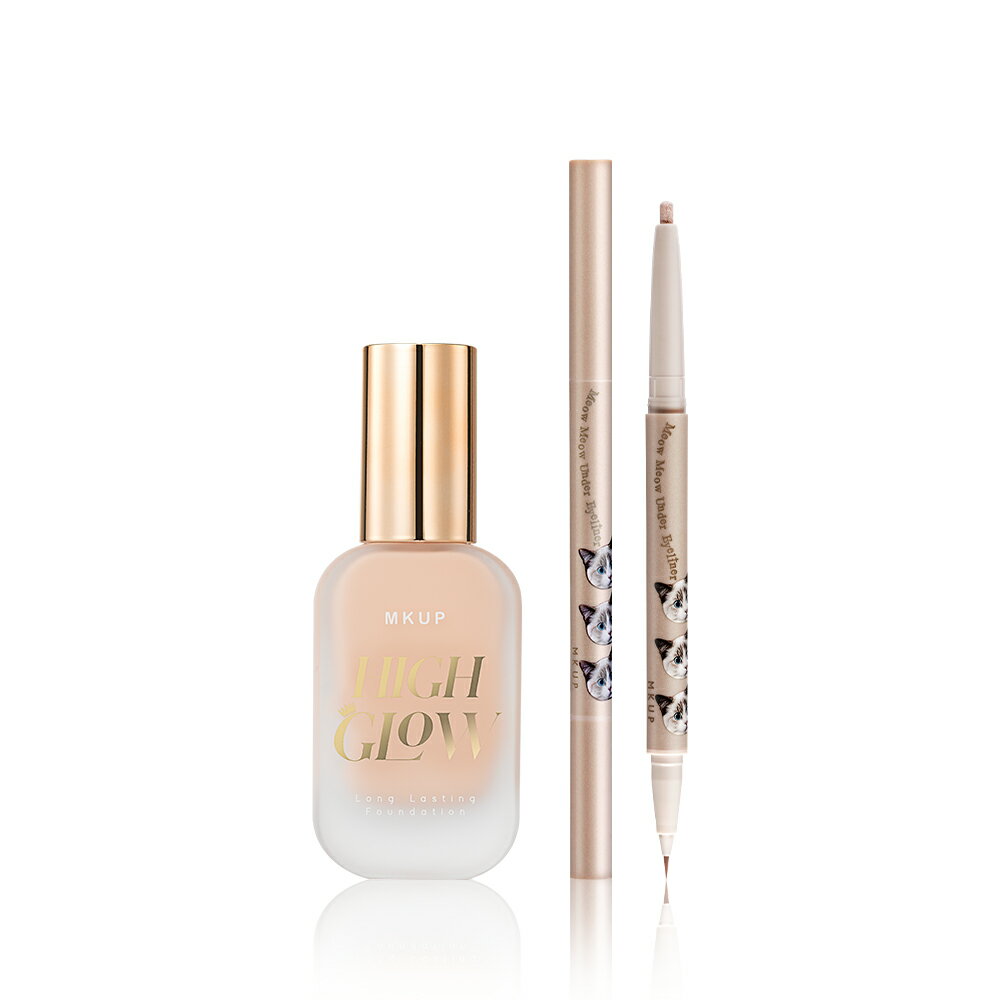 MKUP 美咖【新品上市】絕對水光持久粉底液SPF34★★★+水汪汪大眼雙頭臥蠶筆