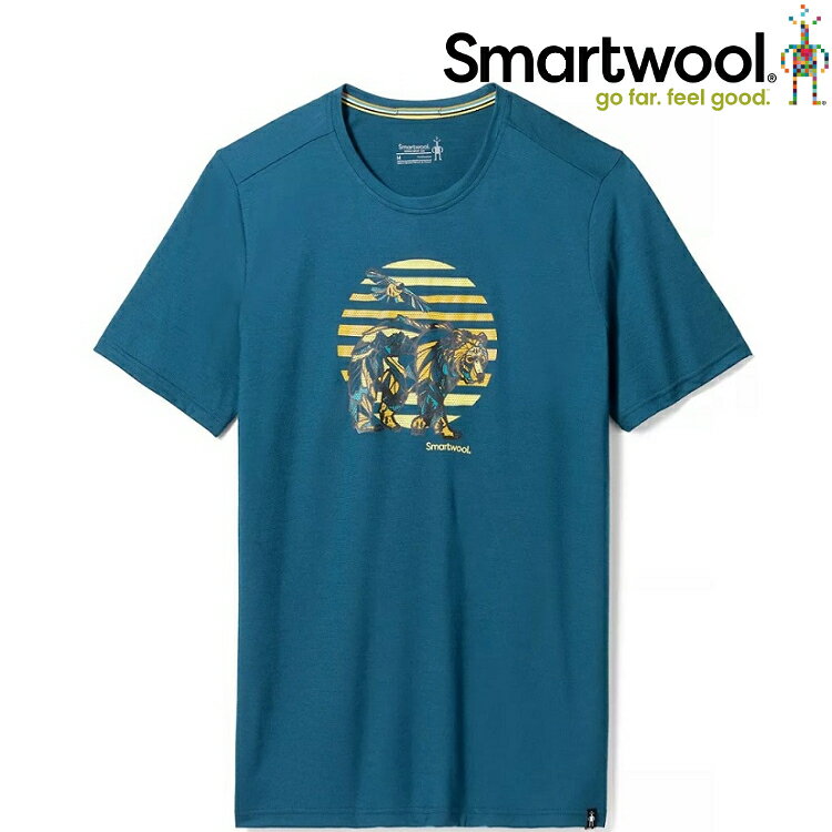Smartwool Companion Trek Graphic 男款 美麗諾羊毛塗鴉T恤 物種遷徙 SW018112 G74 暮光藍
