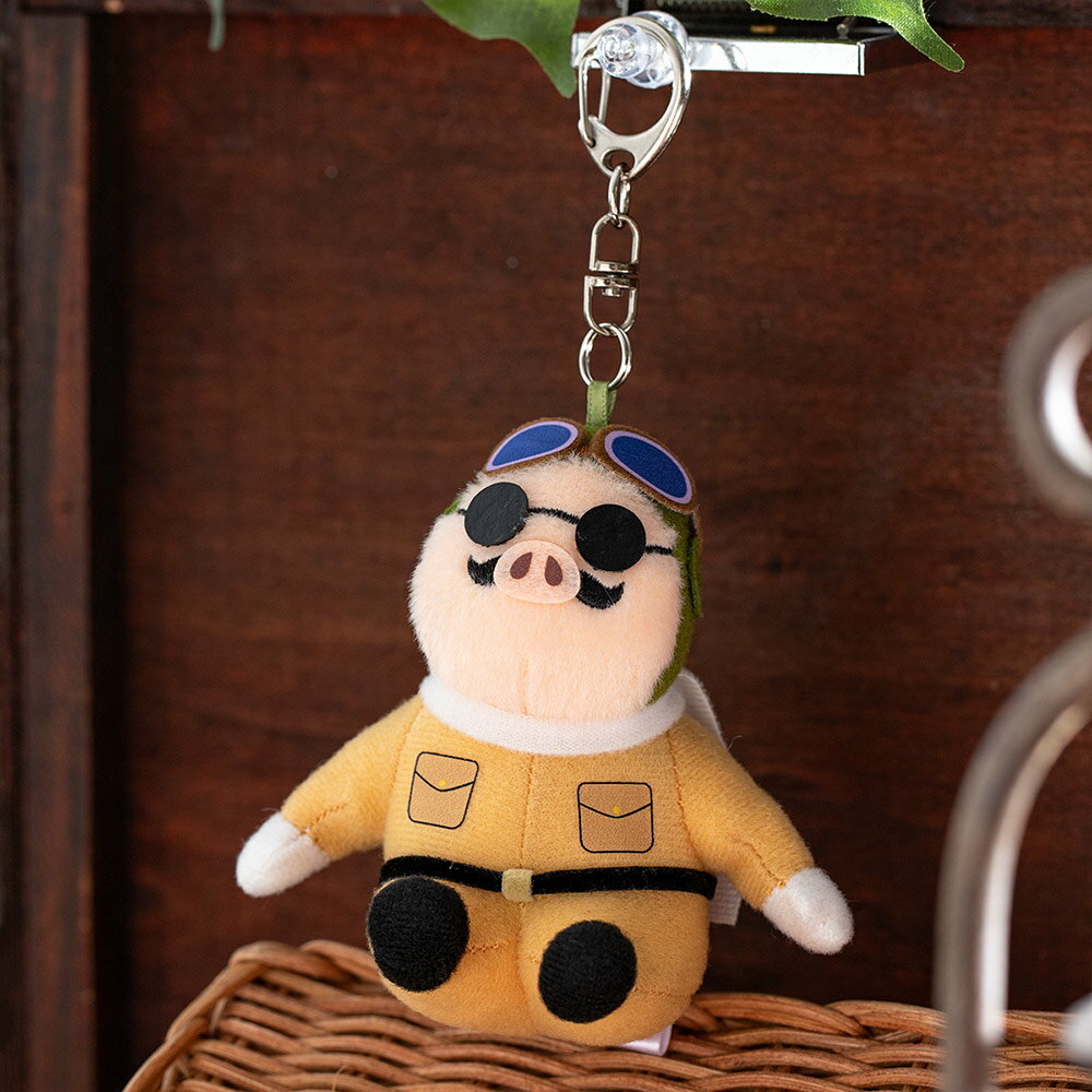 真愛日本 宮崎駿 吉卜力 波魯克 紅豬 飛行艇 Q版 絨毛造型娃 扣式鎖圈 鑰匙圈 掛飾 擺飾 吊飾 鎖圈
