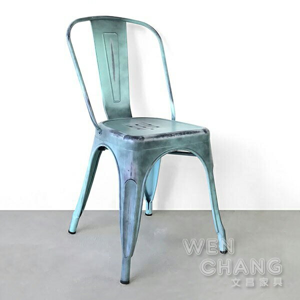 [特價] LOFT 工業復古 Tolix高背餐椅 經典款 可堆疊 做舊淺藍 CH001-SBL