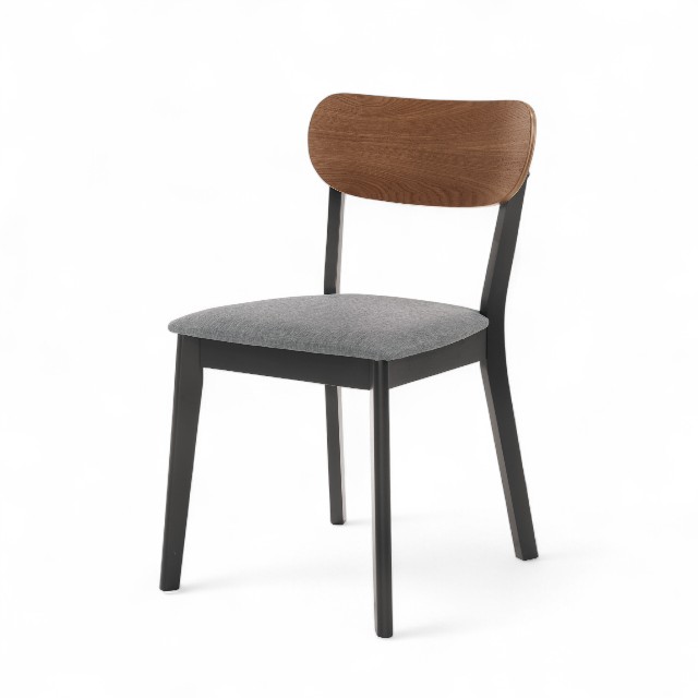 柯比曲木餐椅｜木質椅背・布面坐墊・實木椅腳 CHR102