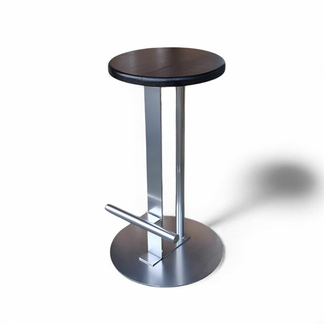 諾瓦吧台椅 Nova Bar Stool STT052｜實木染黑色座面 × 不鏽鋼腳架 商空吧椅 極簡風吧台椅 現代風吧椅