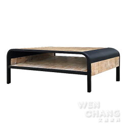 LOFT 工業風 鐵木雙層茶几 仿舊 刷白 TTB033 *文昌家具*