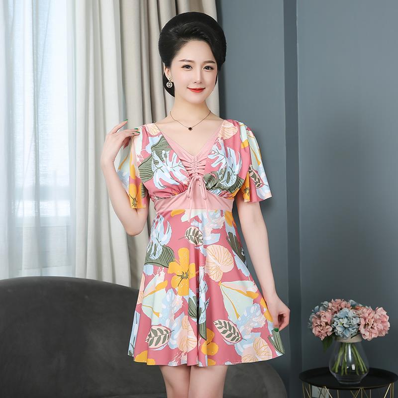 泳衣女保守中老年顯瘦遮肚大碼媽媽分體中年媽媽款游泳衣溫泉泳裝新款【聚宝屋】