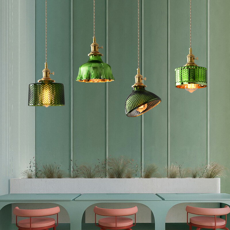 床頭小吊燈餐廳吧臺廚房咖啡店燈具日式簡約個性創意玻璃黃銅吊燈