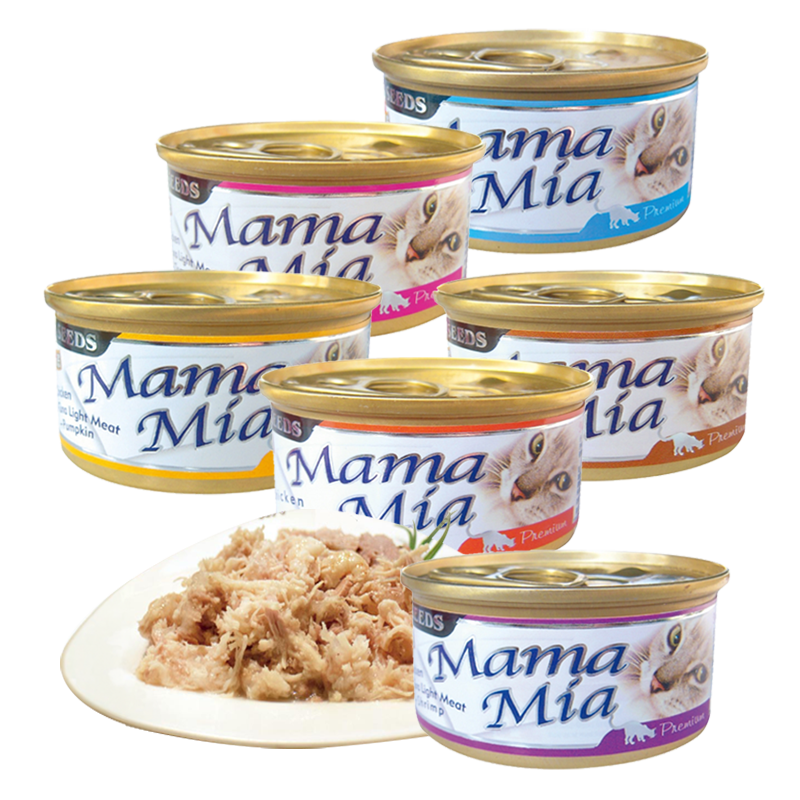 SEEDS 惜時 MamaMia 貓餐罐 純白肉貓餐罐 六種口味 85g 貓罐頭 貓湯罐 | 艾爾發寵物