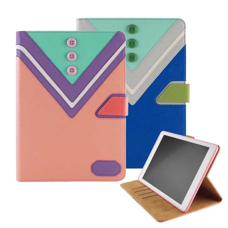  Savanna iPad Air 學院風鈕扣拼接可立式筆記本皮套 評價