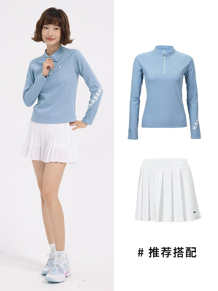 Kawasaki川崎羽毛球服男女秋冬新款長袖運動上衣跑步服訓練服
