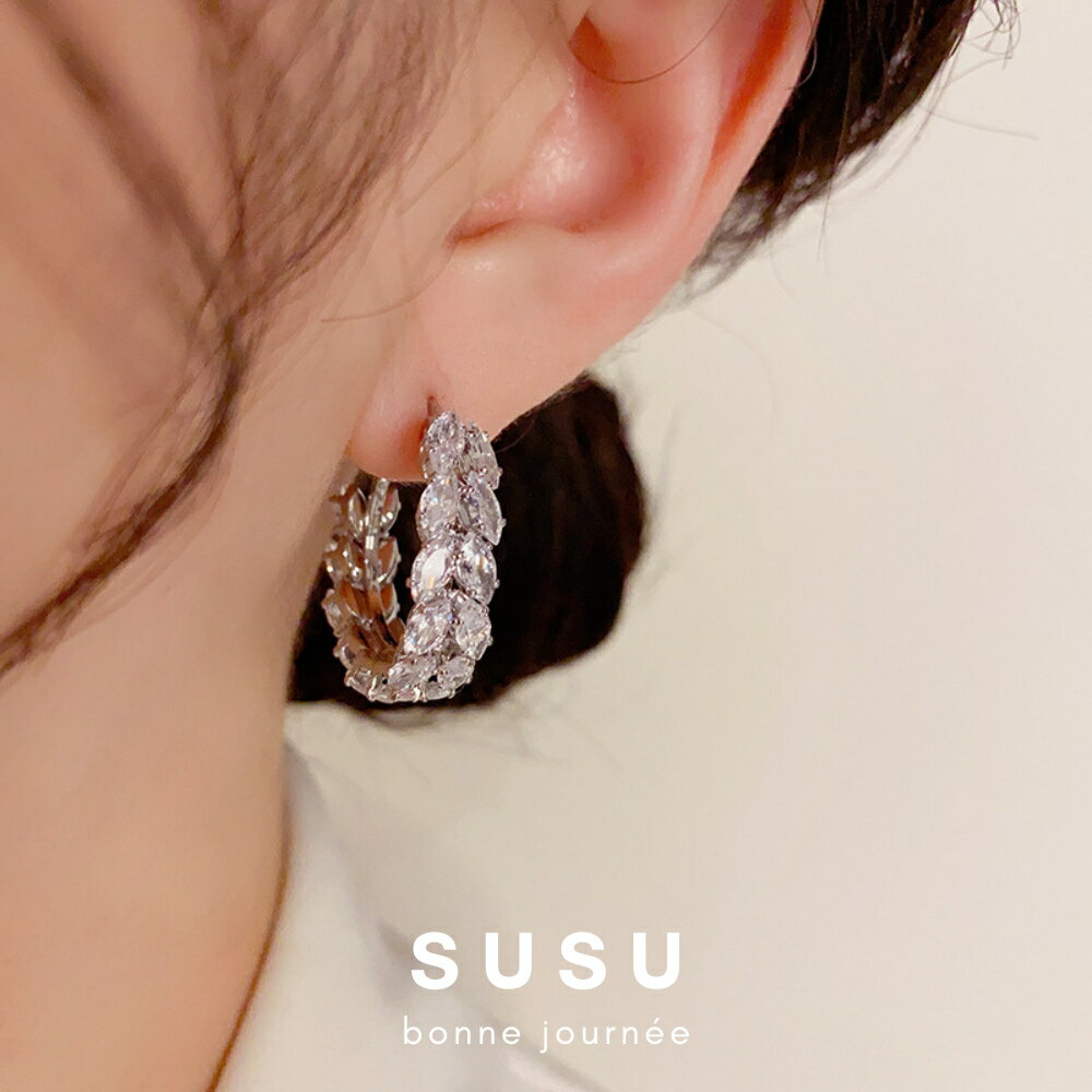 SU SU︱麥穗鋯鑽耳環❤️日韓 明星 熱銷 925純銀 防過敏 飾品 耳環 項鍊 手鍊 穿搭 百搭 時尚 9