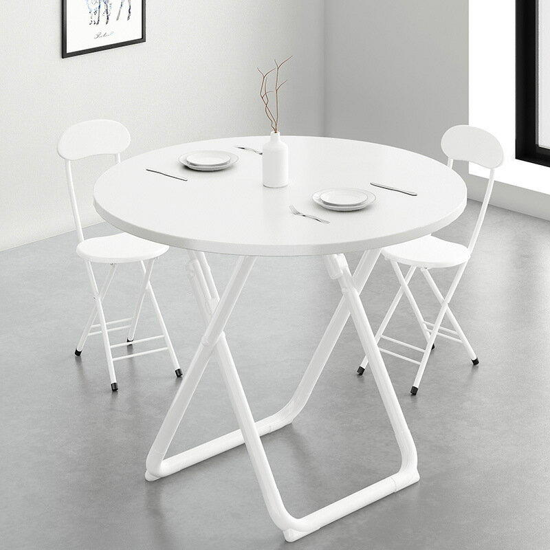 可折疊圓桌餐桌家用小戶型現代簡約休閒圓形桌子洽談桌椅組合飯桌