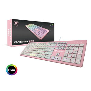 【最高折200+跨店點數22%回饋】COUGAR 美洲獅 VANTAR AX Pink 全鋁CNC剪刀腳RGB鍵盤 薄膜式電競鍵盤