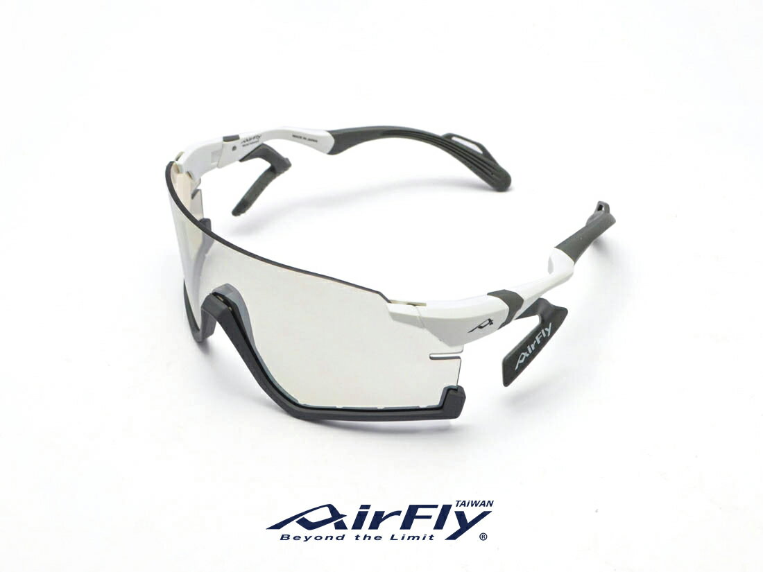 【AirFly】AF306RE-C3 無鼻墊運動太陽眼鏡 環法選手推薦 灰水銀變色鏡片 經典白/黑