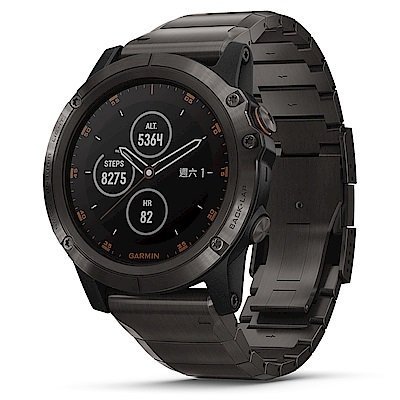 領卷直接享折扣【免運】GARMIN fenix 5 Plus 行動支付音樂GPS石墨灰鈦錶圈＋鈦錶帶-搭贈運動毛巾