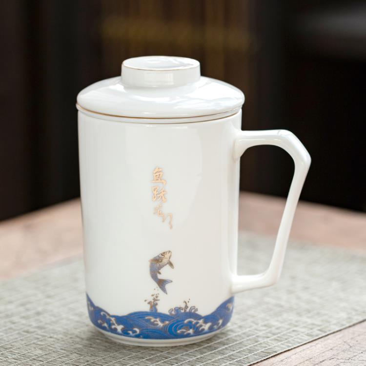萬瓷王大容量陶瓷水杯辦公杯家用新中式青瓷馬克杯茶杯泡茶杯定制 樂樂百貨