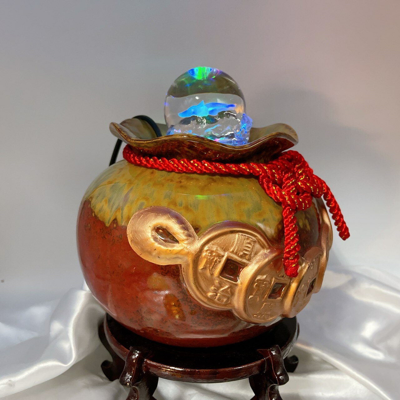 Sweet Heart 田芯開運精選 💯台灣現貨 MIT鶯歌 陶瓷 招財進寶 時來運轉 流水盆 含底座 (聚寶甕) 4