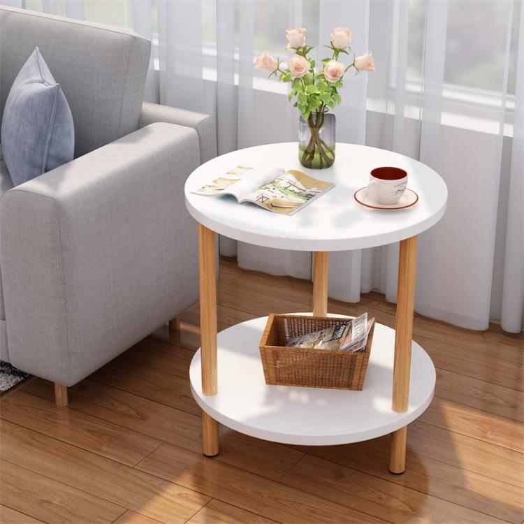 簡易雙層小圓桌客廳沙發邊幾臥室床頭迷你小戶型茶幾小桌子置物架【林之舍】