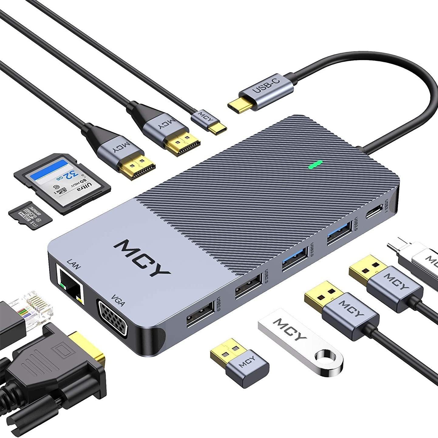 12合1type-c擴充套件塢3屏異顯USBC集線器雙HDMI千兆網口USB轉換器HUB【宜家良品百貨】