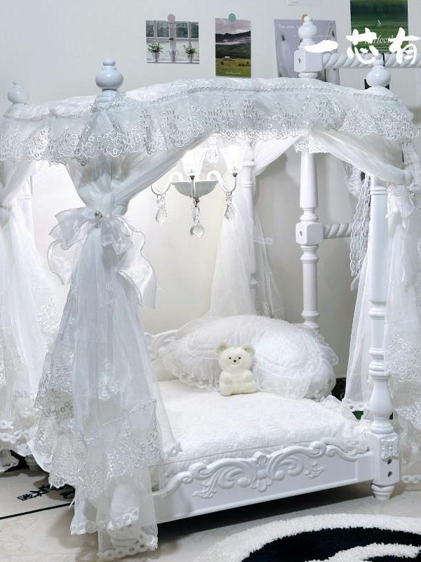 【可打統編 超低價】宮廷覆古架子床實法式美式床小型犬貓咪豪華床床幔蚊帳 3