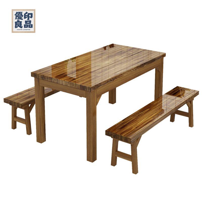 工廠直銷 特惠/免運 小戶型餐桌 茶几桌 桌子 吃飯桌 長方形實木碳化餐桌小吃店面館大排檔燒烤店桌椅組合可開發票 全館折扣 店長優選 y5423