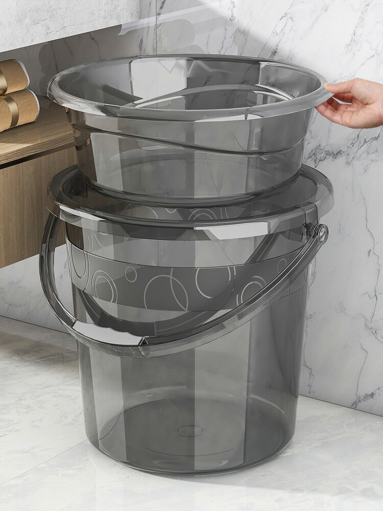 家用水桶加厚塑料桶儲水衛生間手提洗衣桶學生宿舍透明帶蓋臟衣籃