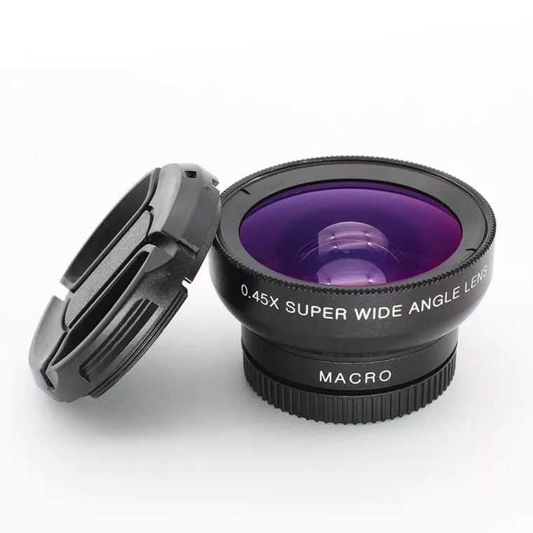 手機鏡頭0.45x無畸變超廣角+12.5x微距二合一外接鏡頭52mm無暗角【Snowbelle優選】