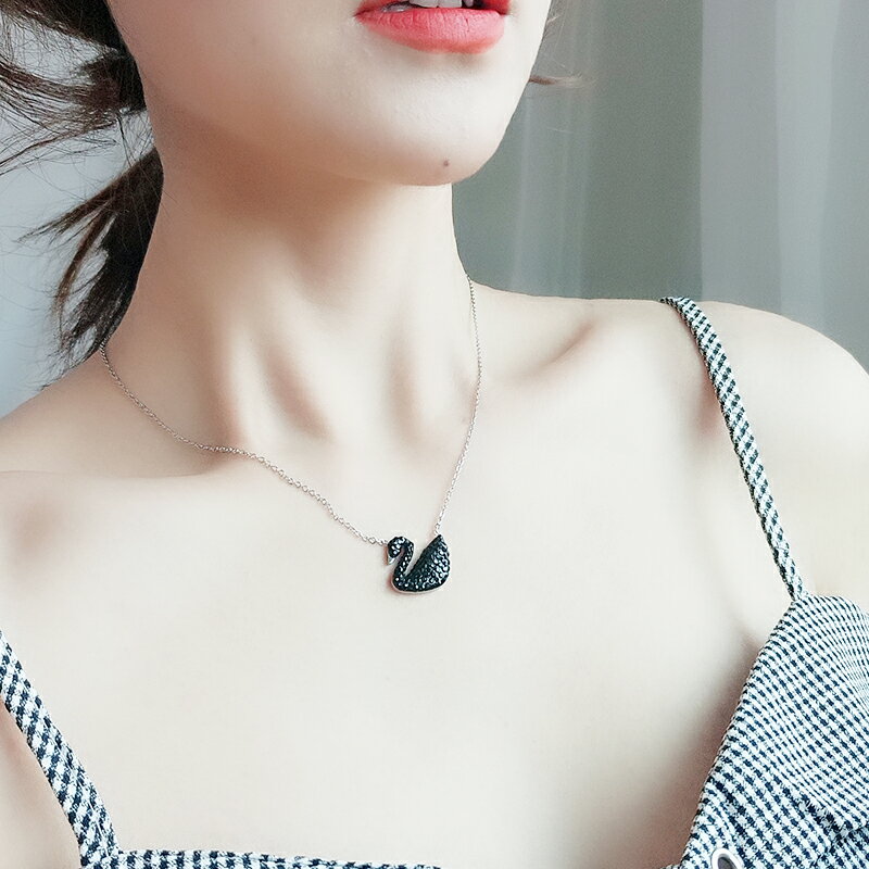 網紅玫瑰金黑天鵝項鏈女夏輕奢小眾鎖骨鏈年新款情人節禮物 3