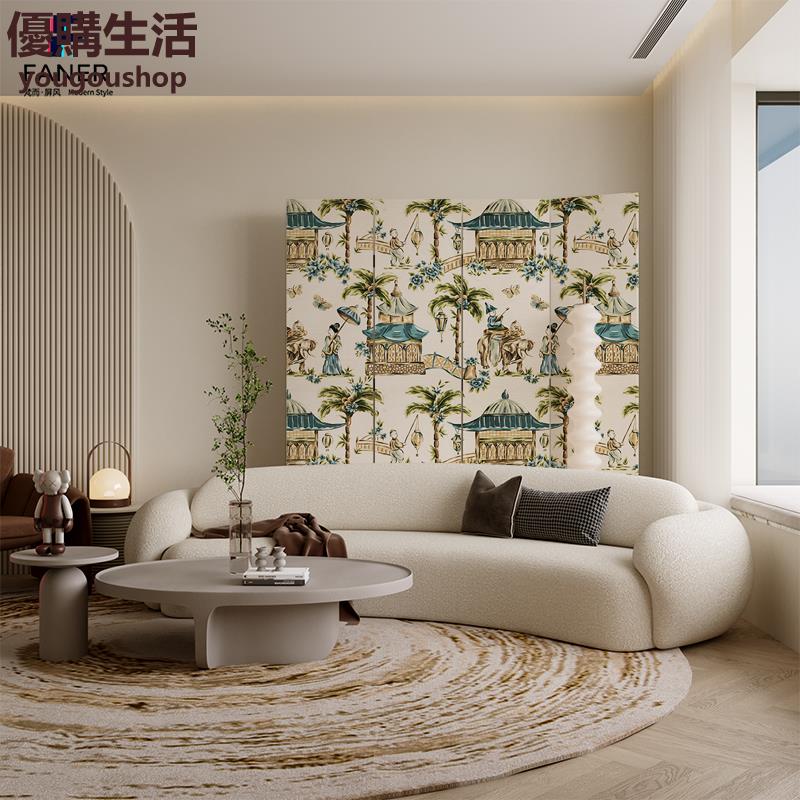 優購生活~定製梵而北歐美式屏風隔斷簡約現代折疊客廳臥室遮擋家用移動玄關實木定製 屏風櫃 屏風 隔間 客廳 玄關櫃 隔板 屏風架訂製 可付費上門安裝