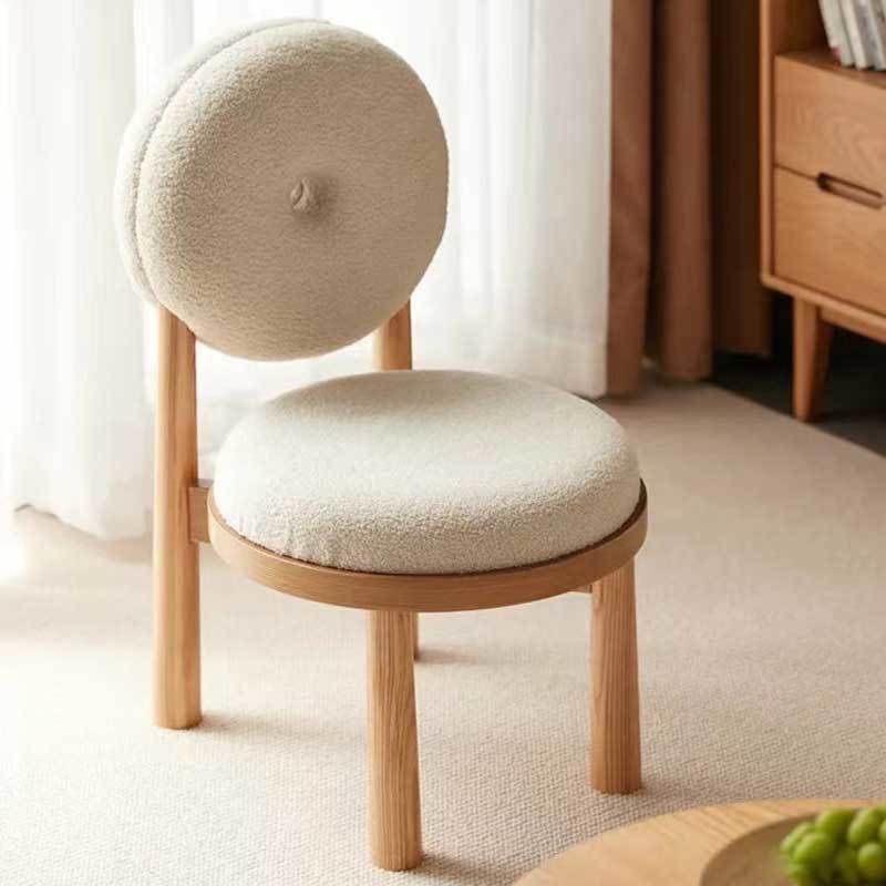 北歐餐椅設計師甜甜圈椅子ins家用羊羔絨化妝凳網紅休閑靠背椅子