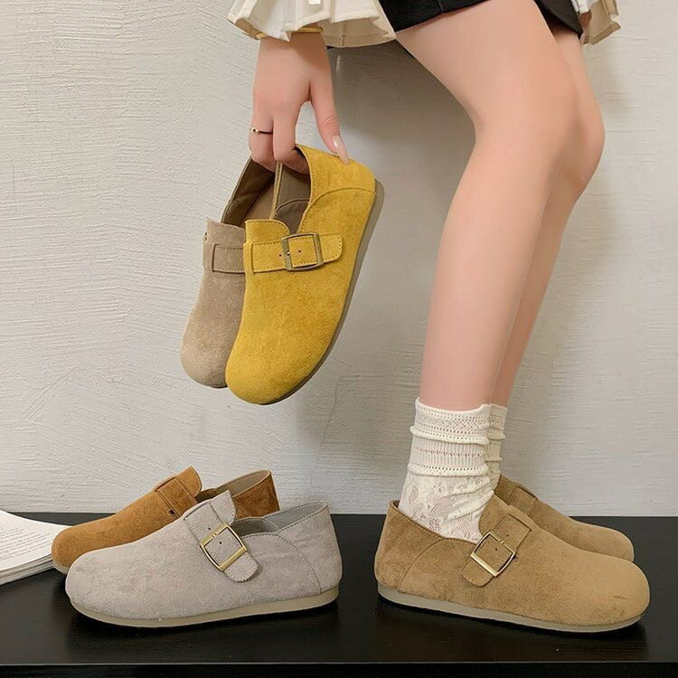 勃肯鞋女2025秋季新款厚底一蹬軟底舒適百搭休閑豆豆鞋復古單鞋