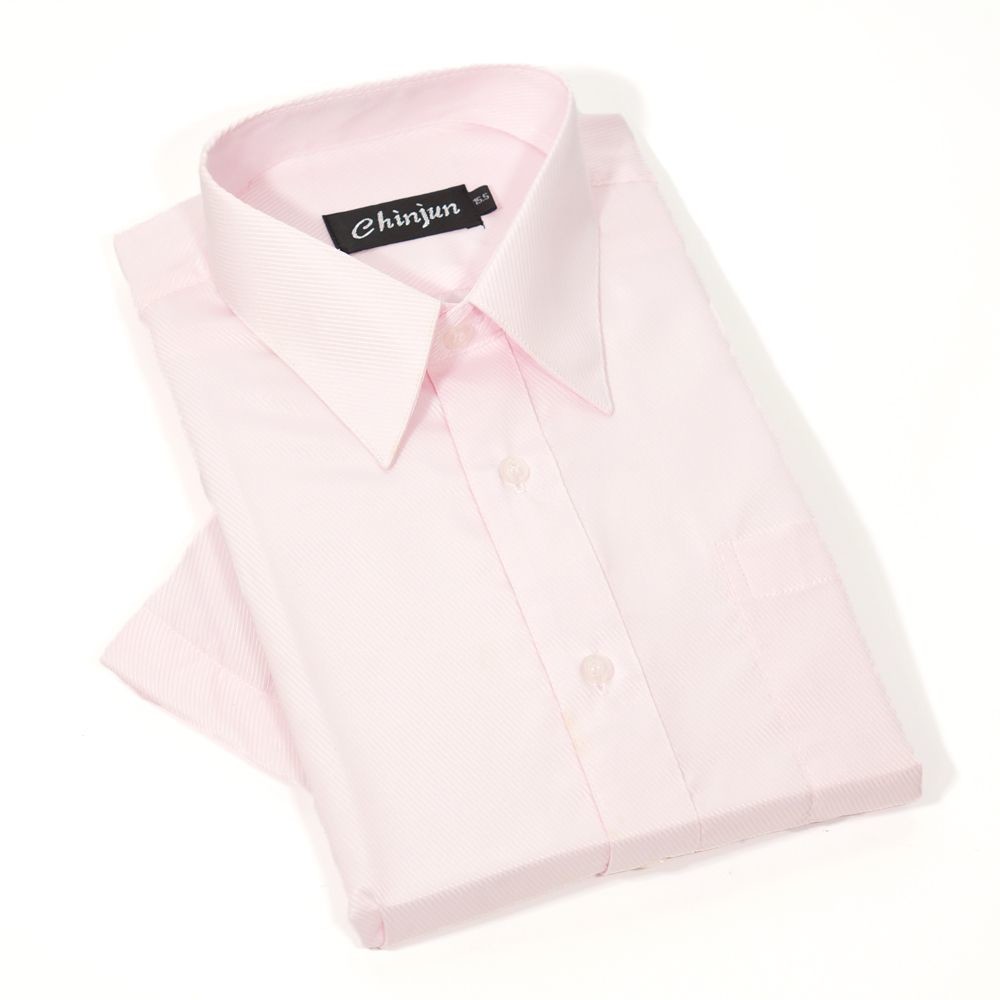 【CHINJUN】抗皺襯衫-短袖，粉底斜紋，編號：s8061(上班 標準 正式 紳士 面試)