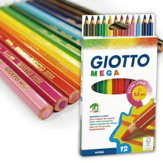 【義大利 GIOTTO】225600  MEGA 六角胖彩色鉛筆 12色/組
