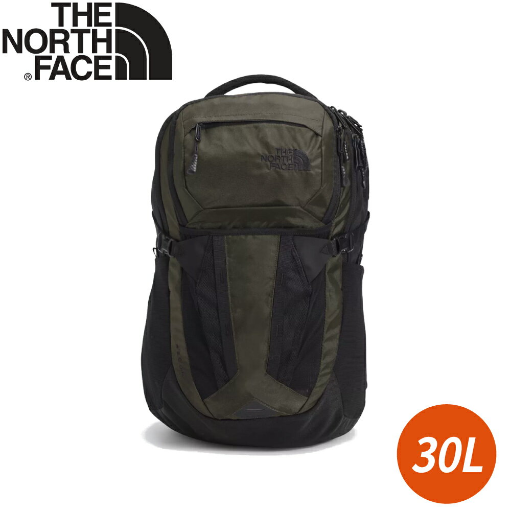 【The North Face 30L RECOM 舒適防護雙肩後揹包《墨綠黑》】3KV1/雙肩揹包/休閒揹包/電腦包