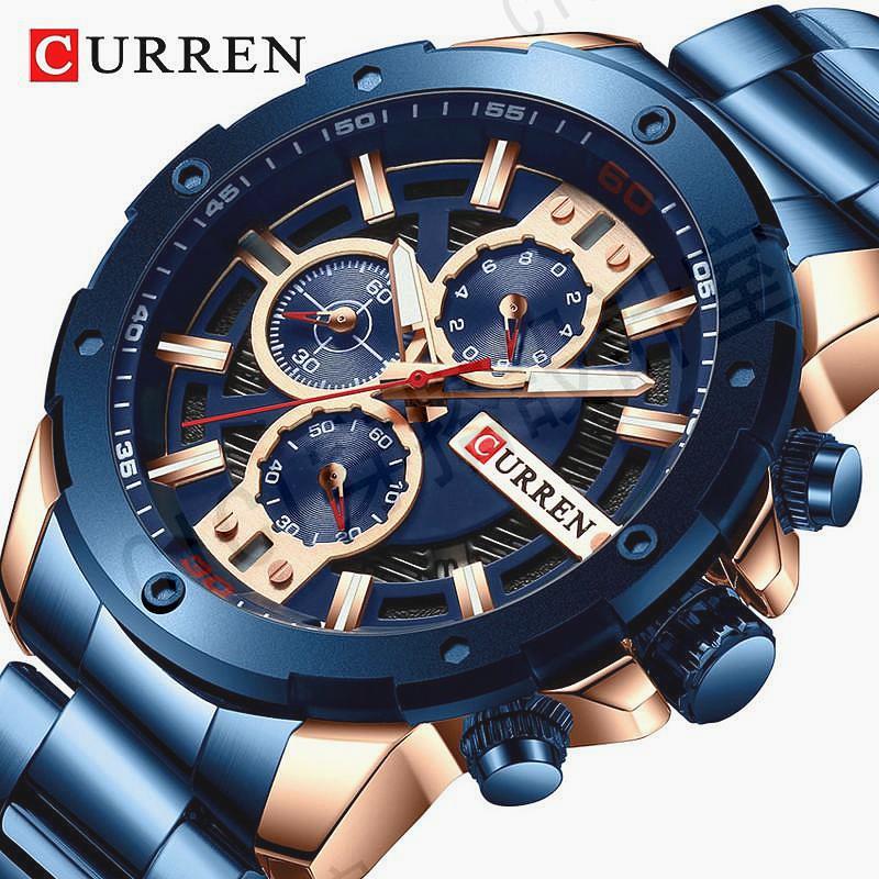 Curren 2019新款 時尚精品不銹鋼男士手錶 真三眼【亞德機械五金家居】
