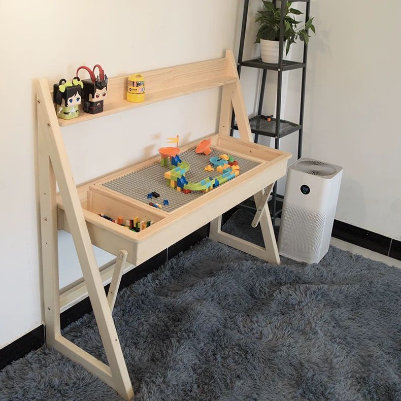免運/可開票 兒童積木桌多功能玩具桌相容樂高可升降 學習收納 寫字繪畫實木桌